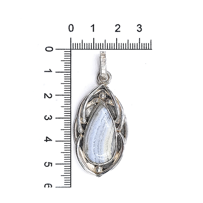 Dije de Ágata Cinta Azul Calcedonia en Plata 925