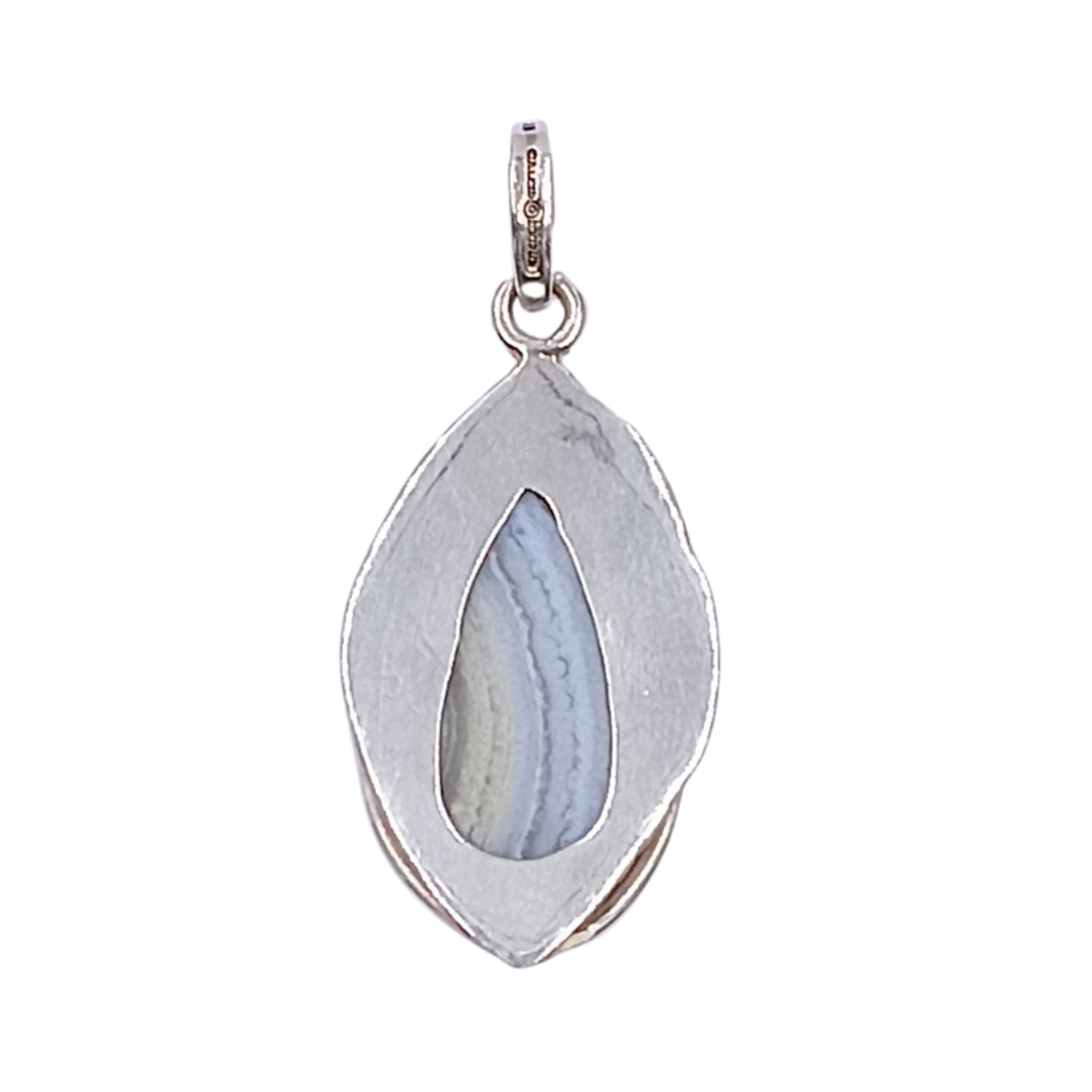 Dije de Ágata Cinta Azul Calcedonia en Plata 925