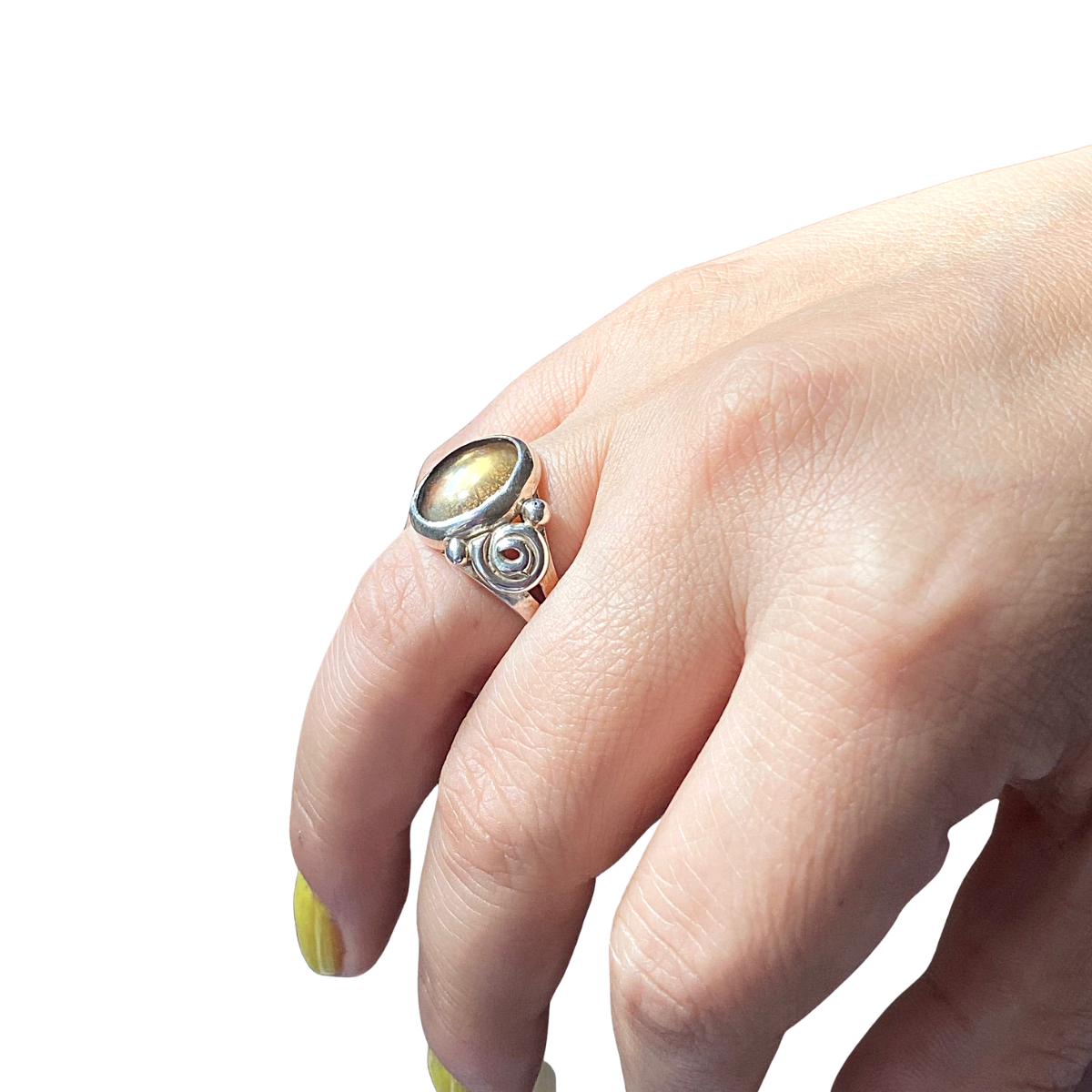 Anillo de Cuarzo Citrino Pulido. Plata 925 Med 7.5 Mod. 354