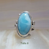 Anillo de Larimar AAA en Plata 925 Medida - Caleidoscopio