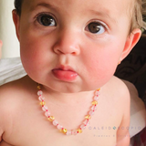 Collar Ámbar para Bebé con Jade y Cuarzo Rosa Dentición Certificado Autenticidad - Caleidoscopio