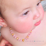Collar Ámbar para Bebé con Jade y Cuarzo Rosa Dentición Certificado Autenticidad - Caleidoscopio