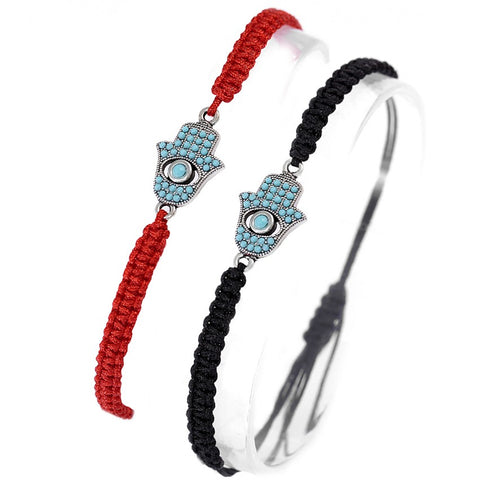 Pulsera Hilo y Hamsa de Nano Turquesa Ajustable Niños y Adultos Hecho en Turquía - Caleidoscopio