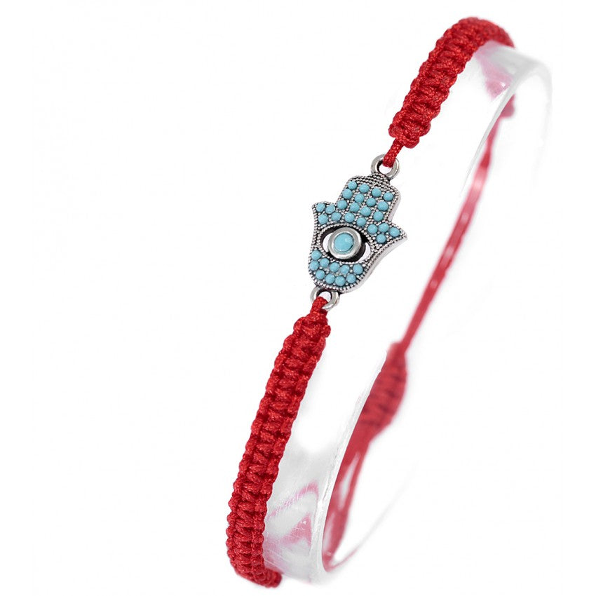 Pulsera Hilo y Hamsa de Nano Turquesa Ajustable Niños y Adultos Hecho en Turquía - Caleidoscopio