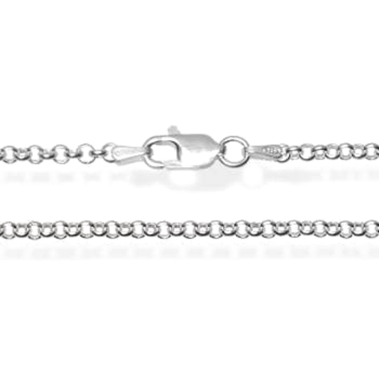 Cadena de Plata 925.  Modelo Rolo de 2.7 mm y 50 cm de largo