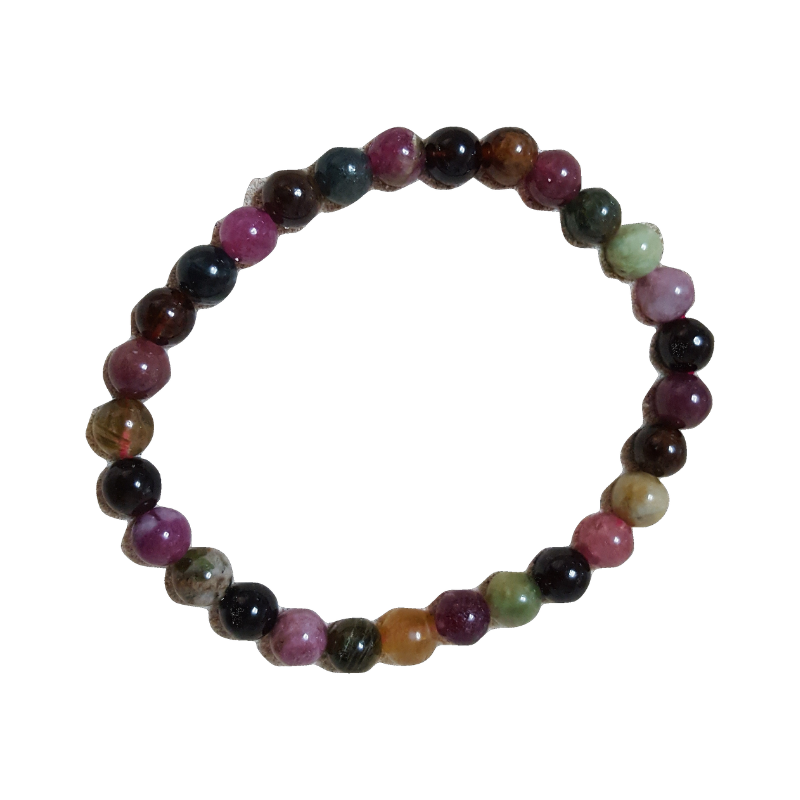 Pulsera Auténtica Turmalina Sandía cuentas 6 mm. - Caleidoscopio