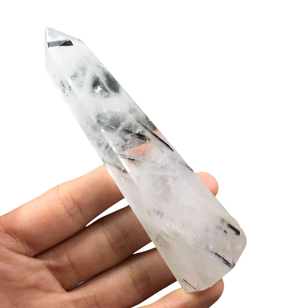 Cuarzo Turmalinado Punta Generador 84 g 10.3 * 2.9 * 2.2 cm